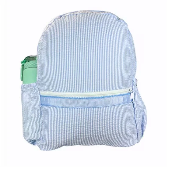 Deal Frenzy Light Blue Seersucker Backpack