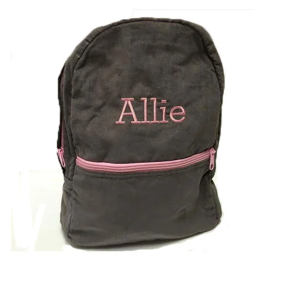 Price Blitz Gray Corduroy Backpack with Pink