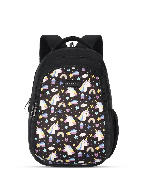 Crazy Deals Lavie Sport Unicorn Horn 26L Printed School Backpack for Girls Black