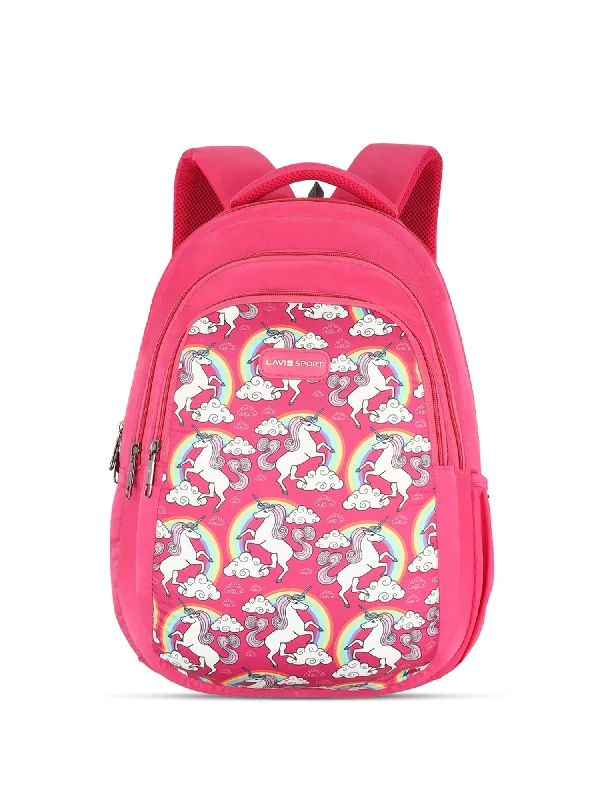 Savings Alert Lavie Sport Unicorn Rainbow 26L Printed School Backpack for Girls Pink