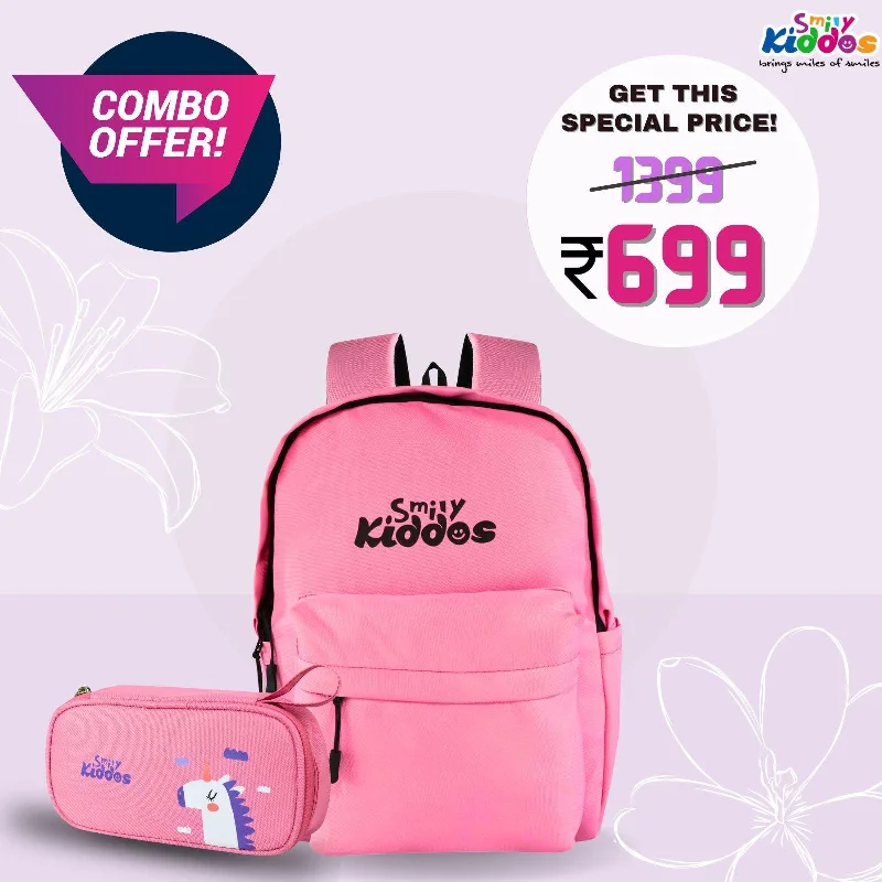 One-DAY Sale Smily Kiddos Day Backpack with Pouch - Pink