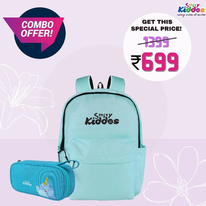 Can't Resist Smily Kiddos Day Backpack with Pouch - Sea Green